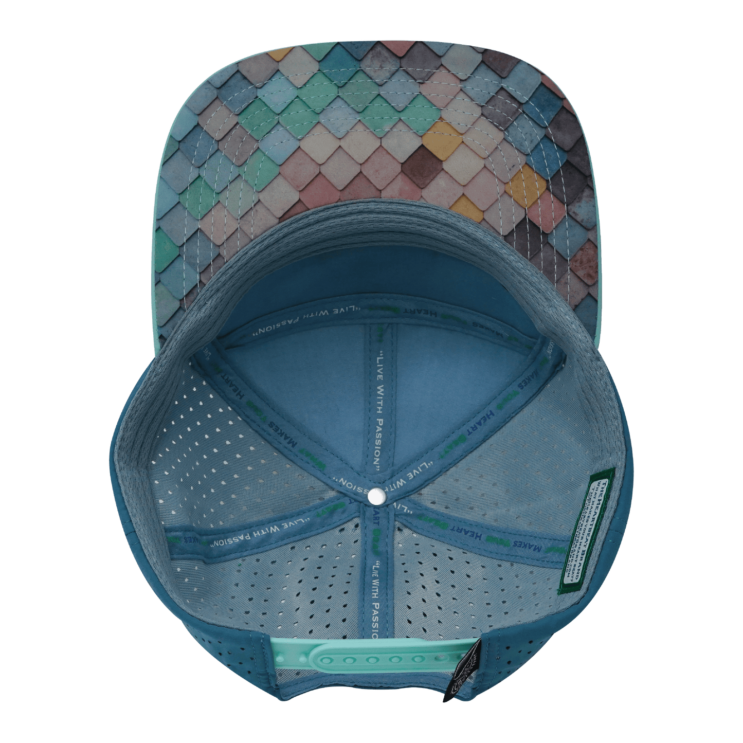 Color Vibes Hat - Flat Bill - Mosaic Scales - Mint / White / Slate Blue