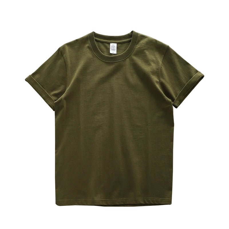 Dukeen 280gsm Oversized Heavy T-Shirt for Men Summer Short Sleeve Tee Cotton Solid Color Top Casual T Shirts One Piece