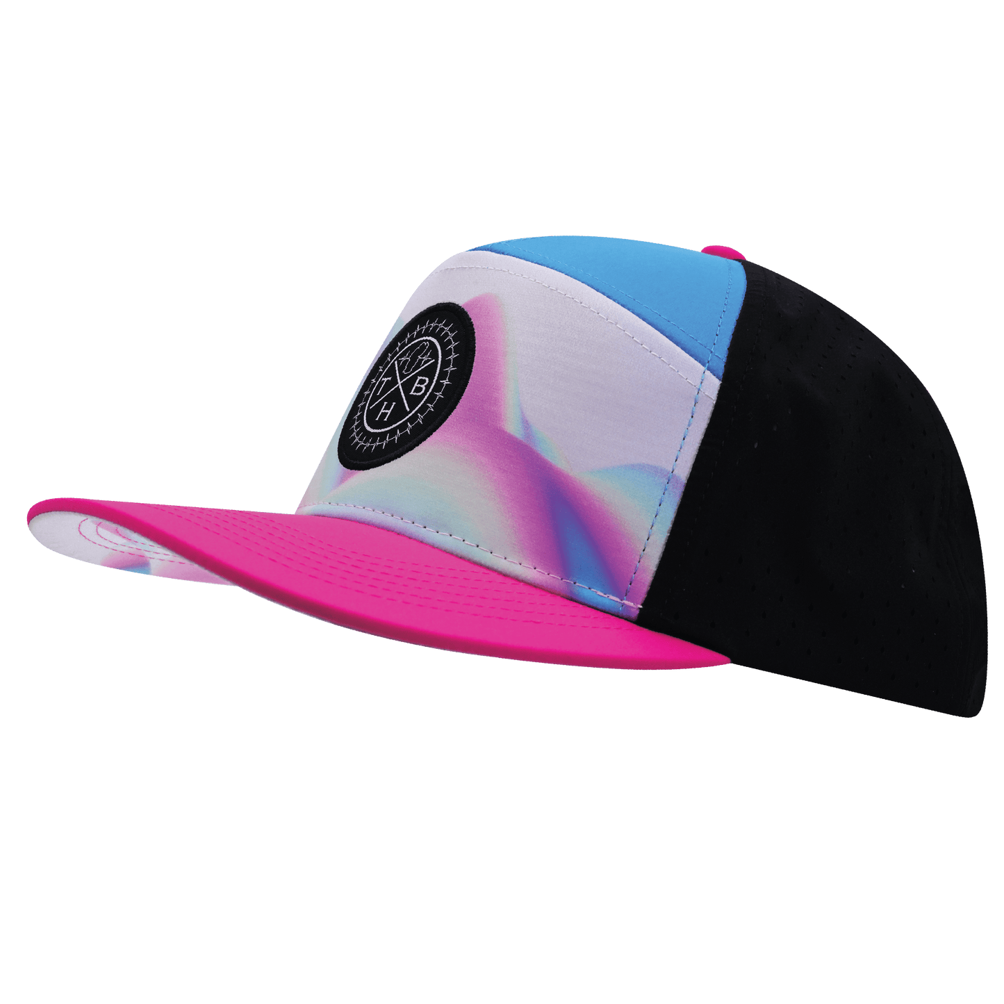 Color Vibes Hat - Flat Bill - Holograph - Neon Pink / Neon Blue / Black