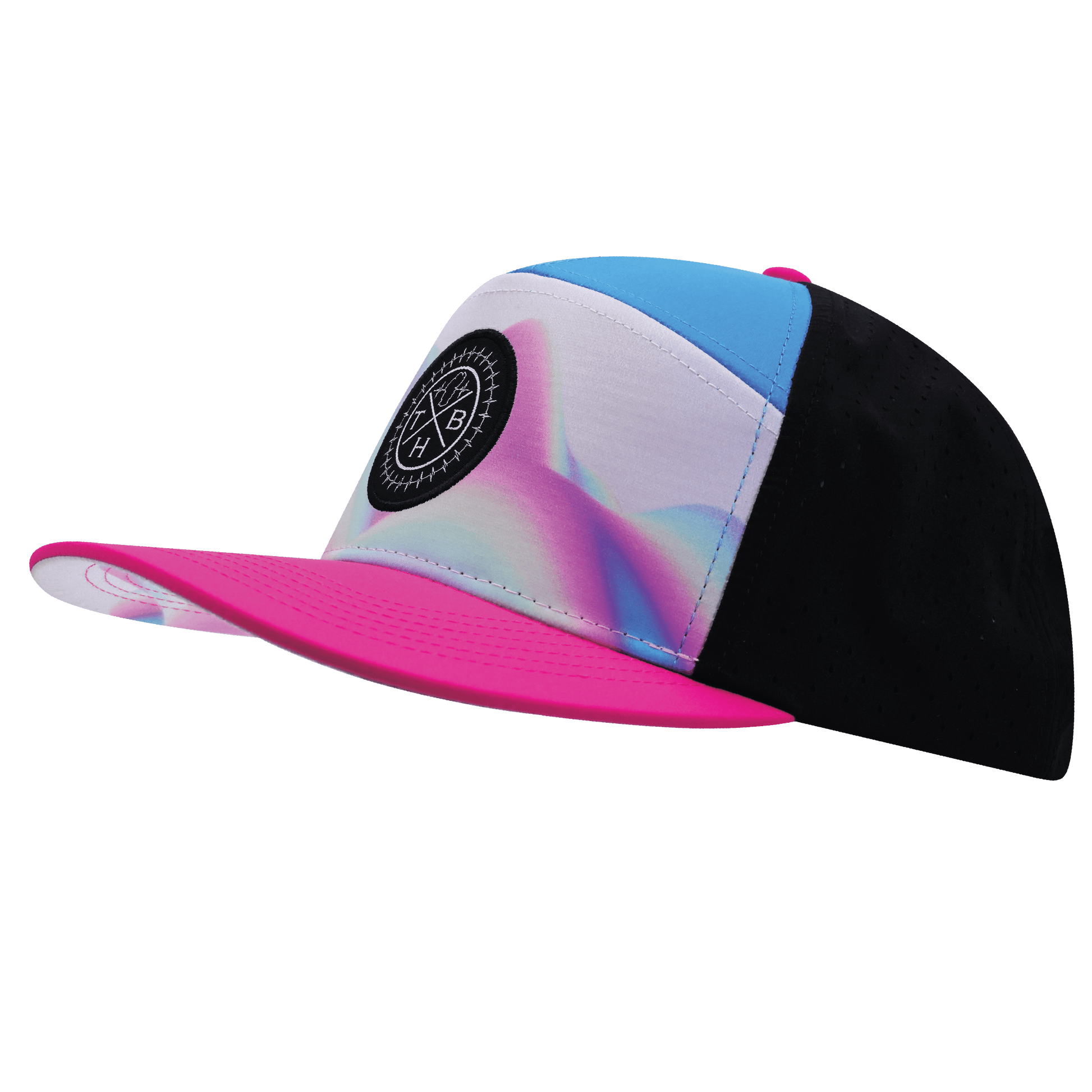 Color Vibes Hat - Flat Bill - Holograph - Neon Pink / Neon Blue / Black