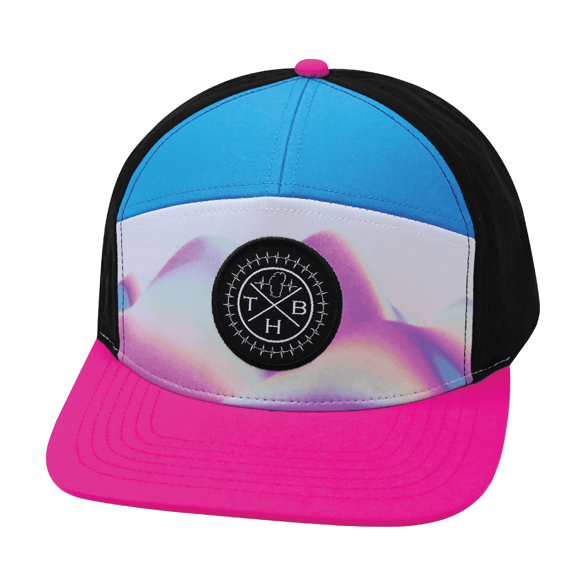 Color Vibes Hat - Flat Bill - Holograph - Neon Pink / Neon Blue / Black