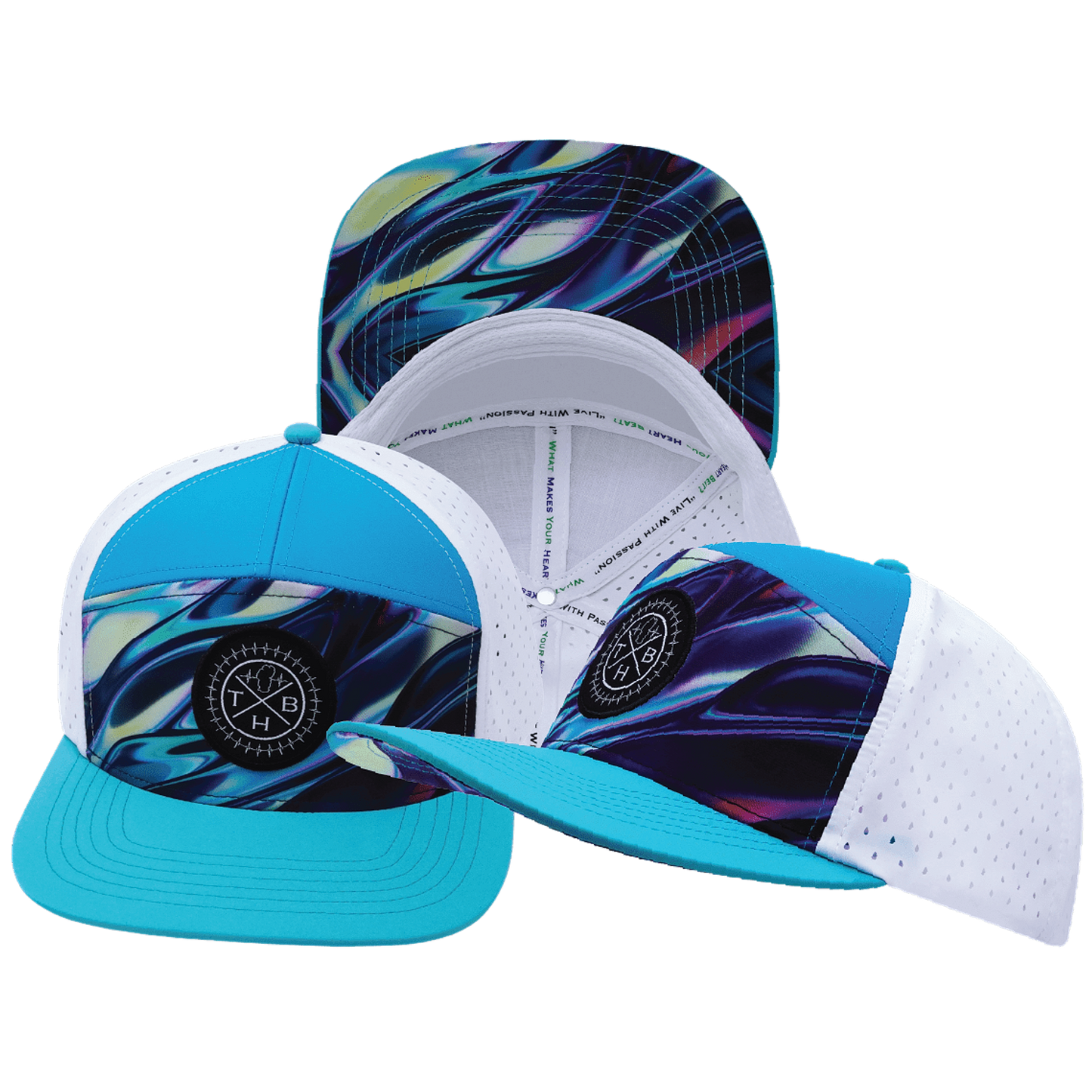 Color Vibes Hat - Flat Bill - Molten Dream - Neon Green Blue / Neon Blue / White