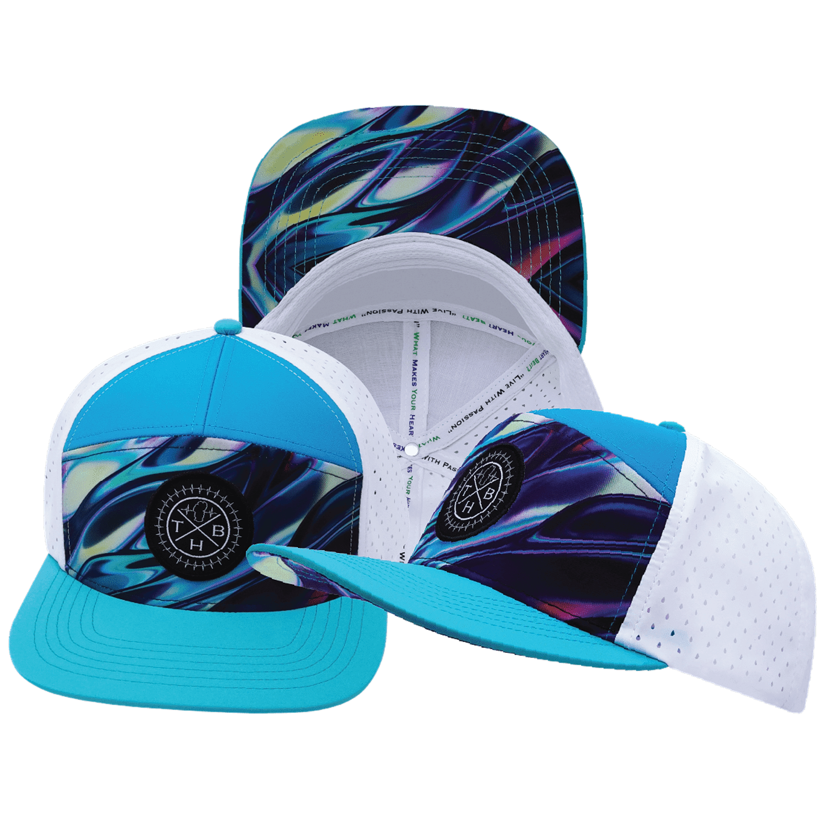 Color Vibes Hat - Flat Bill - Molten Dream - Neon Green Blue / Neon Blue / White
