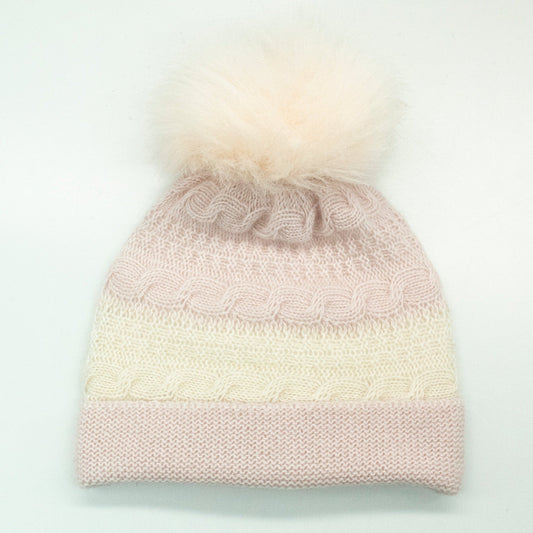 Baby Cashmere Cable Hat With Pom