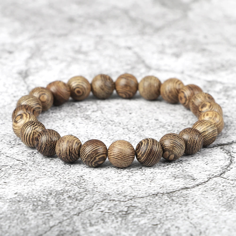 6/8/10/12mm Natural Wooden Beads Bracelet Lama Monk Tibetan Buddhism Rosary Bangles Women Man Meditation Prayer Handmade Jewelry