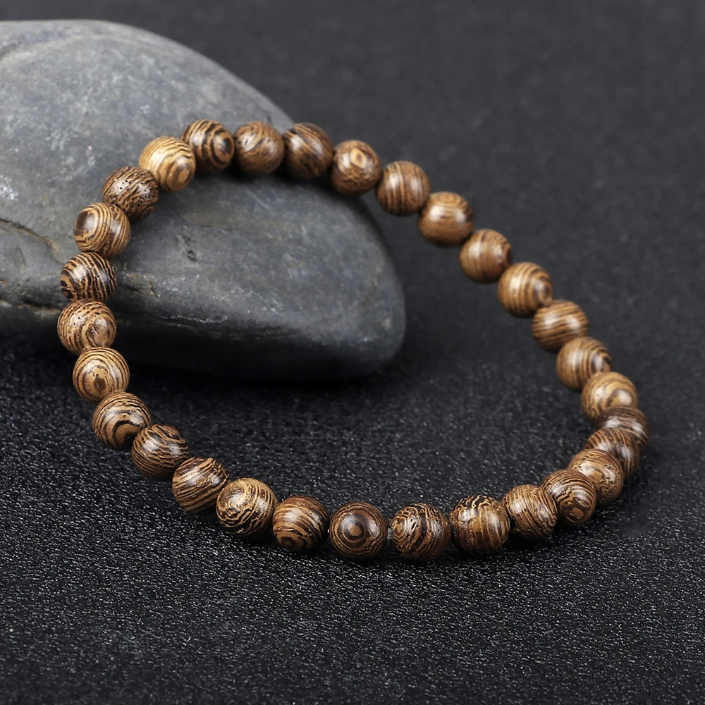 6/8/10/12mm Natural Wooden Beads Bracelet Lama Monk Tibetan Buddhism Rosary Bangles Women Man Meditation Prayer Handmade Jewelry