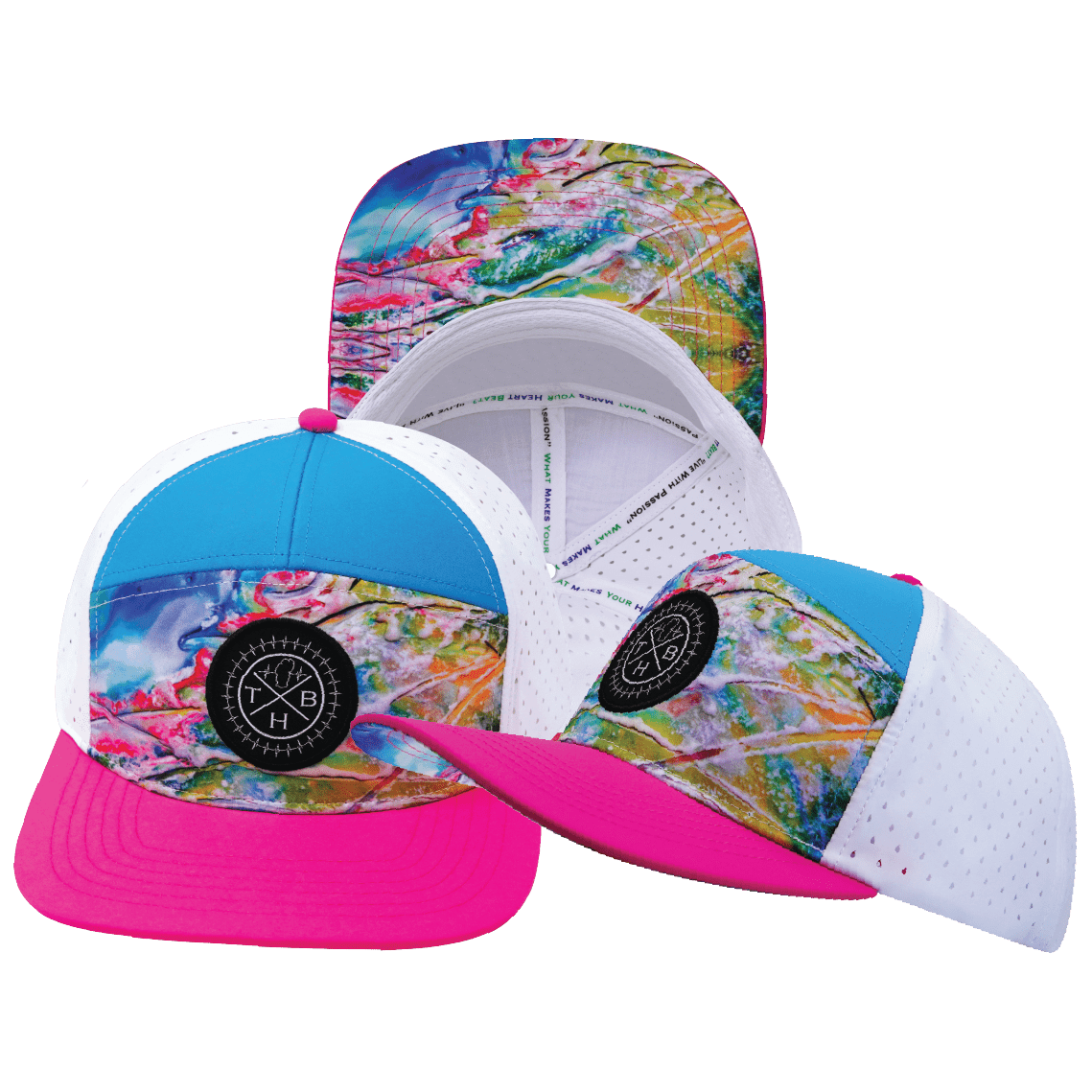 Color Vibes Hat - Flat Bill - Candy Land - Neon Pink / Neon Blue / White