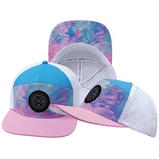 Color Vibes Hat - Flat Bill - Cotton Candy - Pink / Neon Blue / White