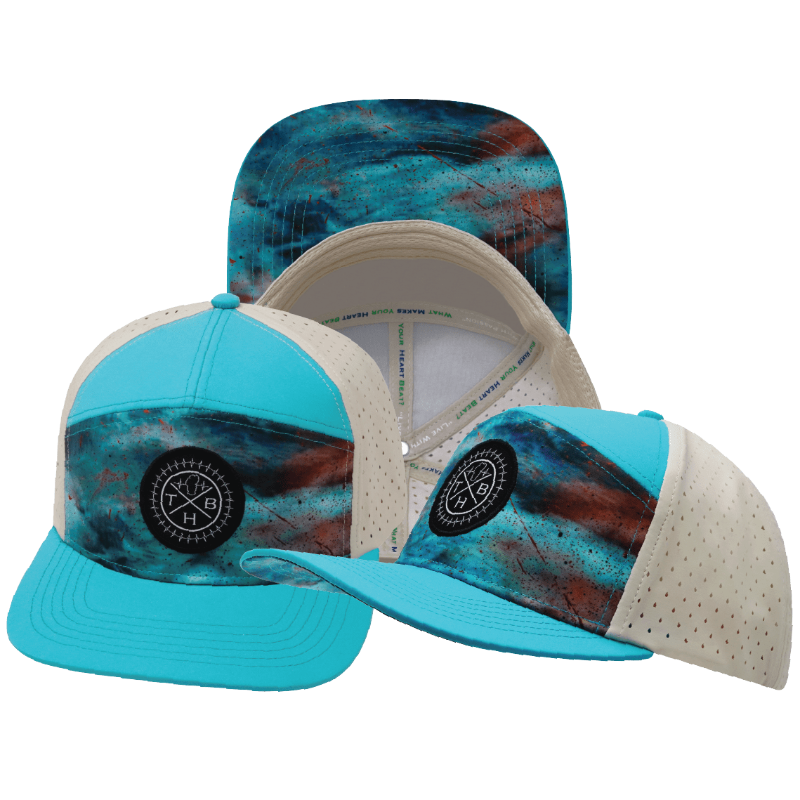 Color Vibes Hat - Flat Bill - Desert Sky - Neon Green Blue / Cream