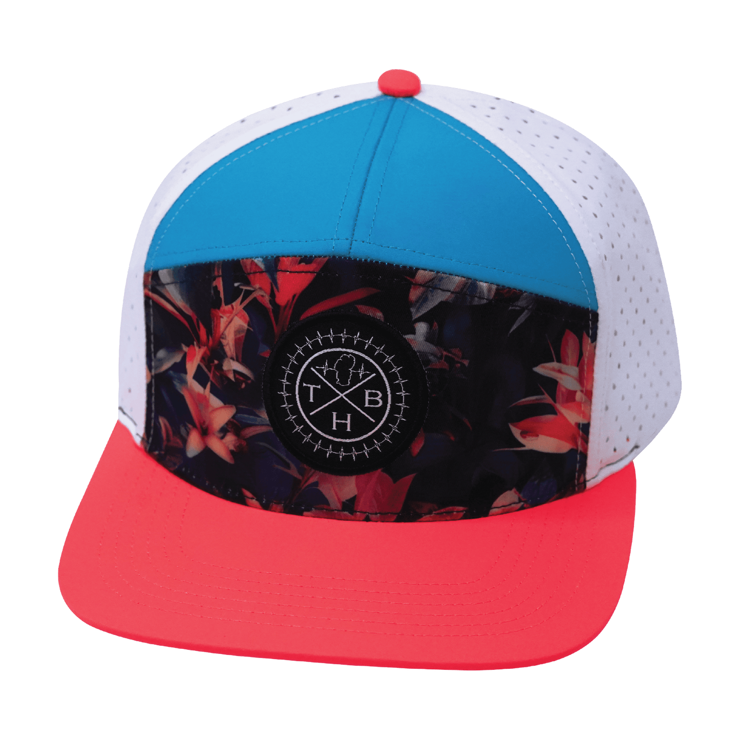 Color Vibes Hat - Flat Bill - Electric Eden - Neon Peach / Neon Blue / White
