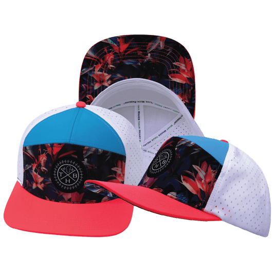 Color Vibes Hat - Flat Bill - Electric Eden - Neon Peach / Neon Blue / White