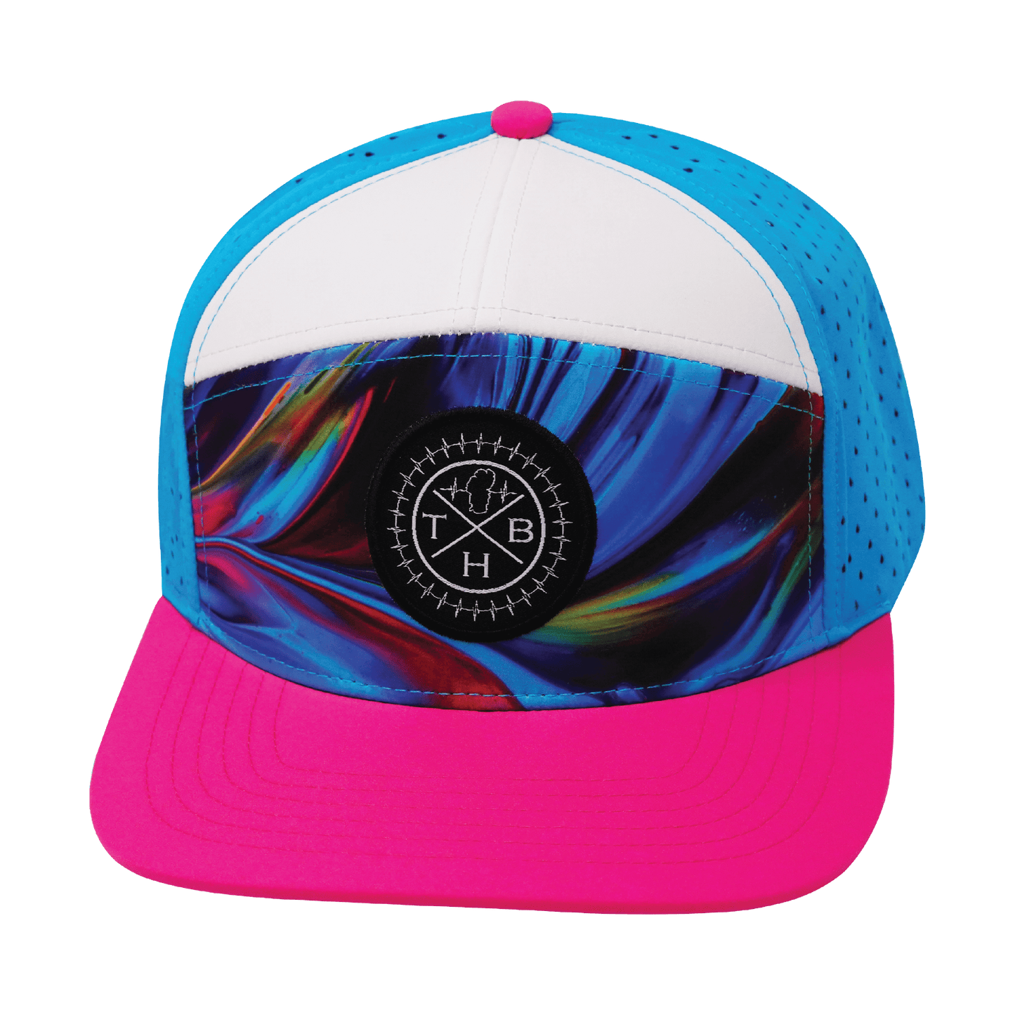 Color Vibes Hat - Flat Bill - Feather Glow - Neon Pink / White / Neon Blue