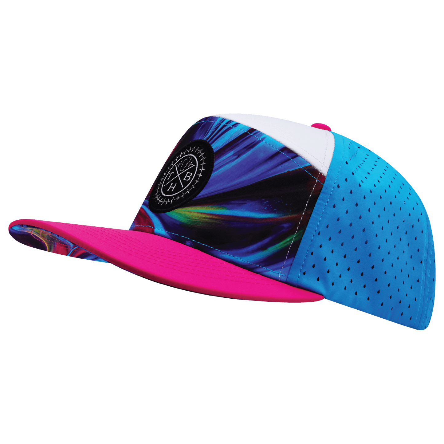 Color Vibes Hat - Flat Bill - Feather Glow - Neon Pink / White / Neon Blue