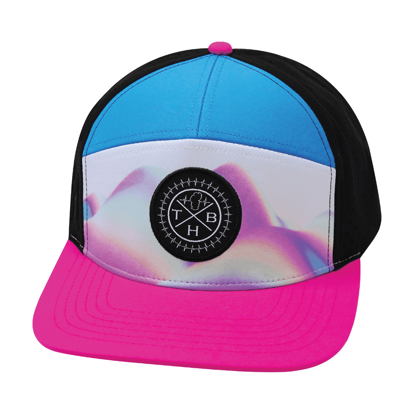 Color Vibes Hat - Flat Bill - Holograph - Neon Pink / Neon Blue / Black