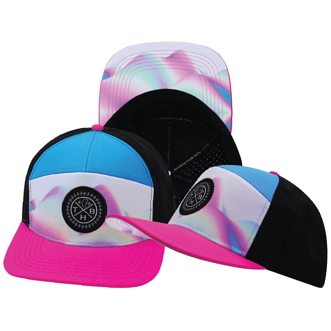 Color Vibes Hat - Flat Bill - Holograph - Neon Pink / Neon Blue / Black