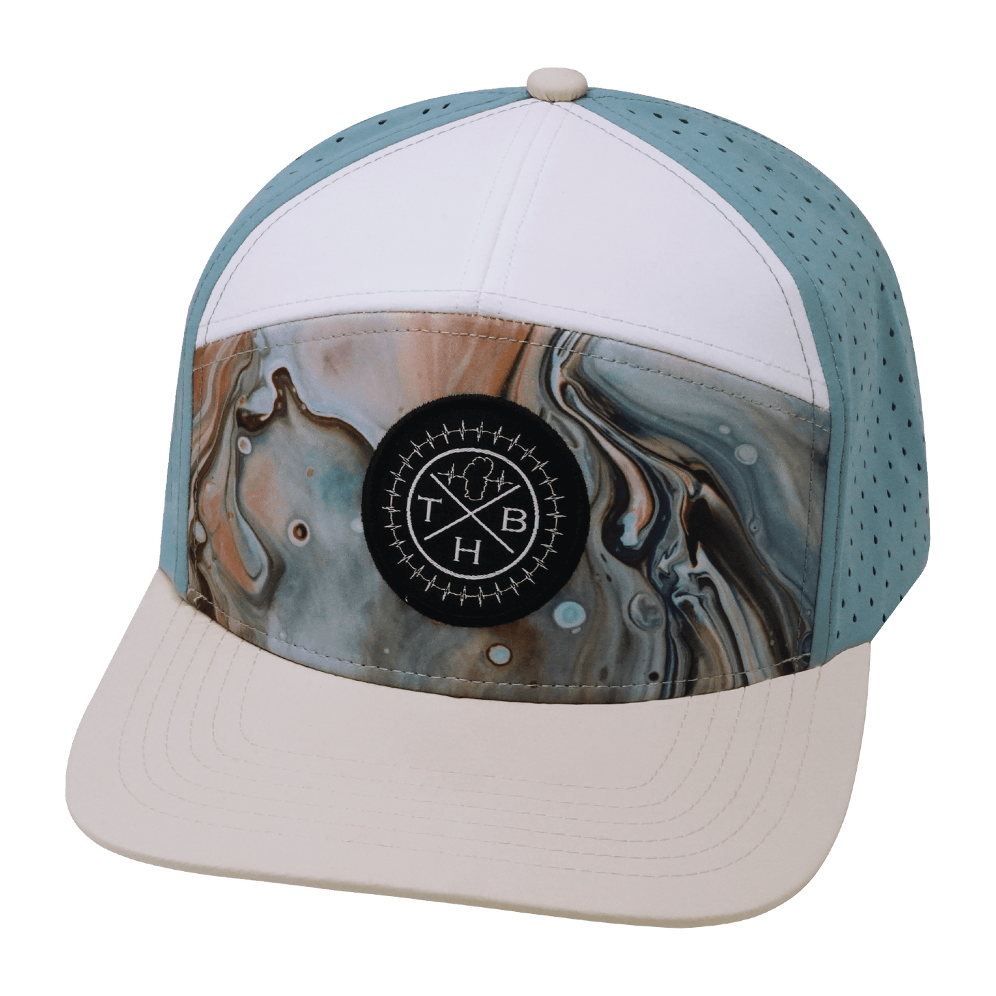 Color Vibes Hat - Flat Bill - Marble Earth - Cream / White / Light Blue