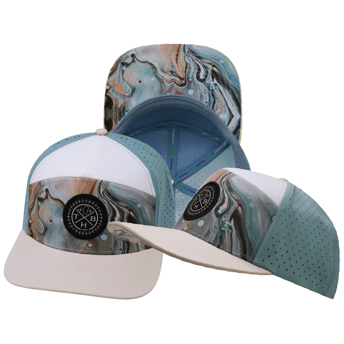 Color Vibes Hat - Flat Bill - Marble Earth - Cream / White / Light Blue