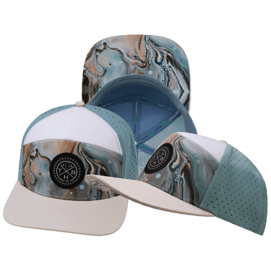 Color Vibes Hat - Flat Bill - Marble Earth - Cream / White / Light Blue