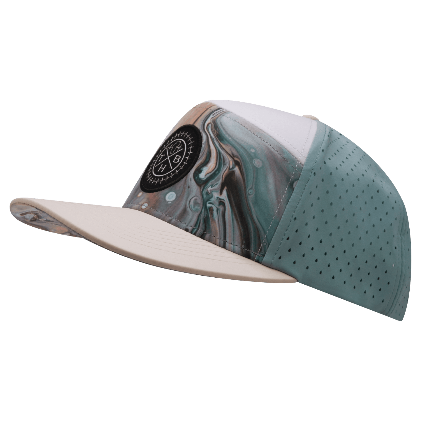 Color Vibes Hat - Flat Bill - Marble Earth - Cream / White / Light Blue