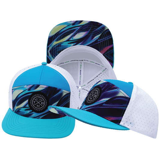 Color Vibes Hat - Flat Bill - Molten Dream - Neon Green Blue / Neon Blue / White