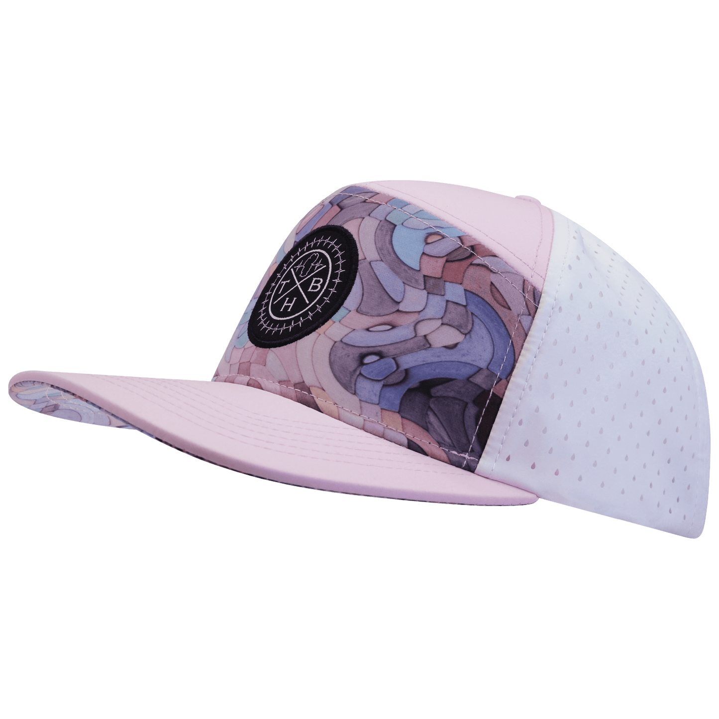 Color Vibes Hat - Flat Bill - Mosaic Curves - Light Pink / White