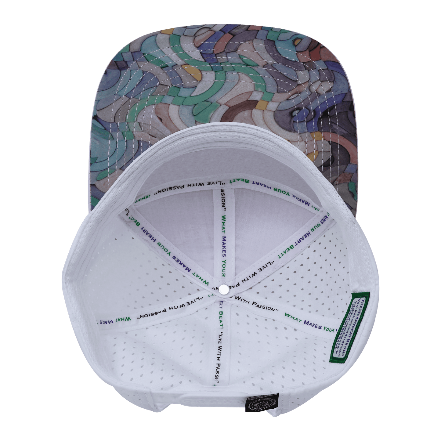 Color Vibes Hat - Flat Bill - Mosaic Curves - Light Pink / White