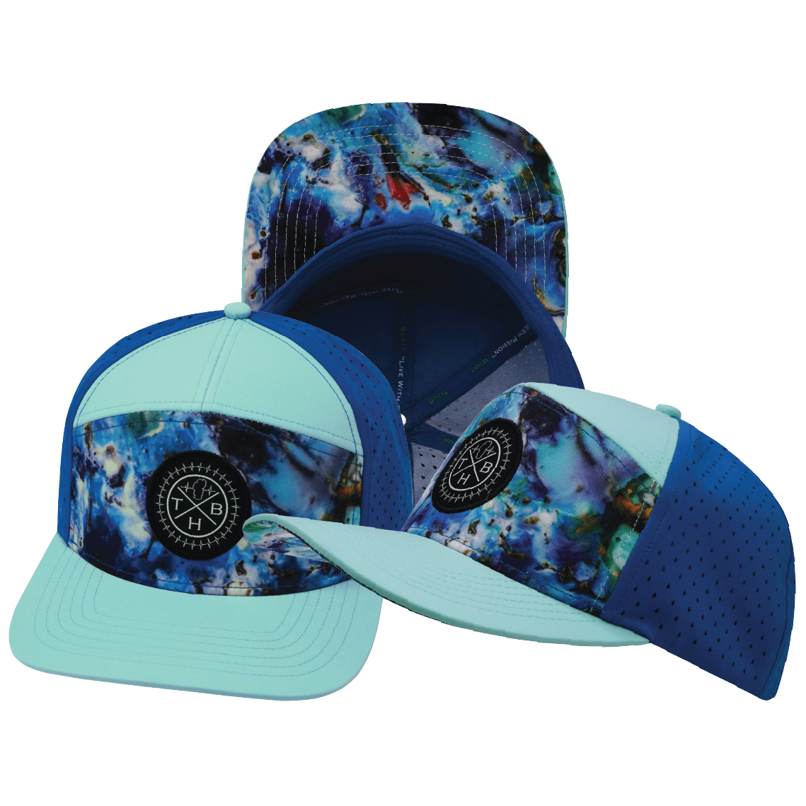 Color Vibes Hat - Flat Bill - Nebula - Mint / Blue