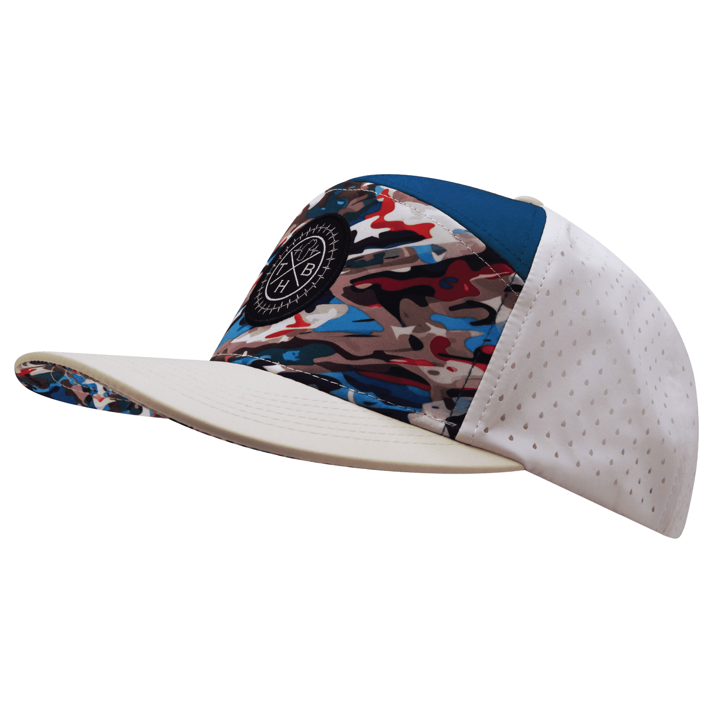 Color Vibes Hat - Flat Bill - Party Camo - Cream / Blue / White