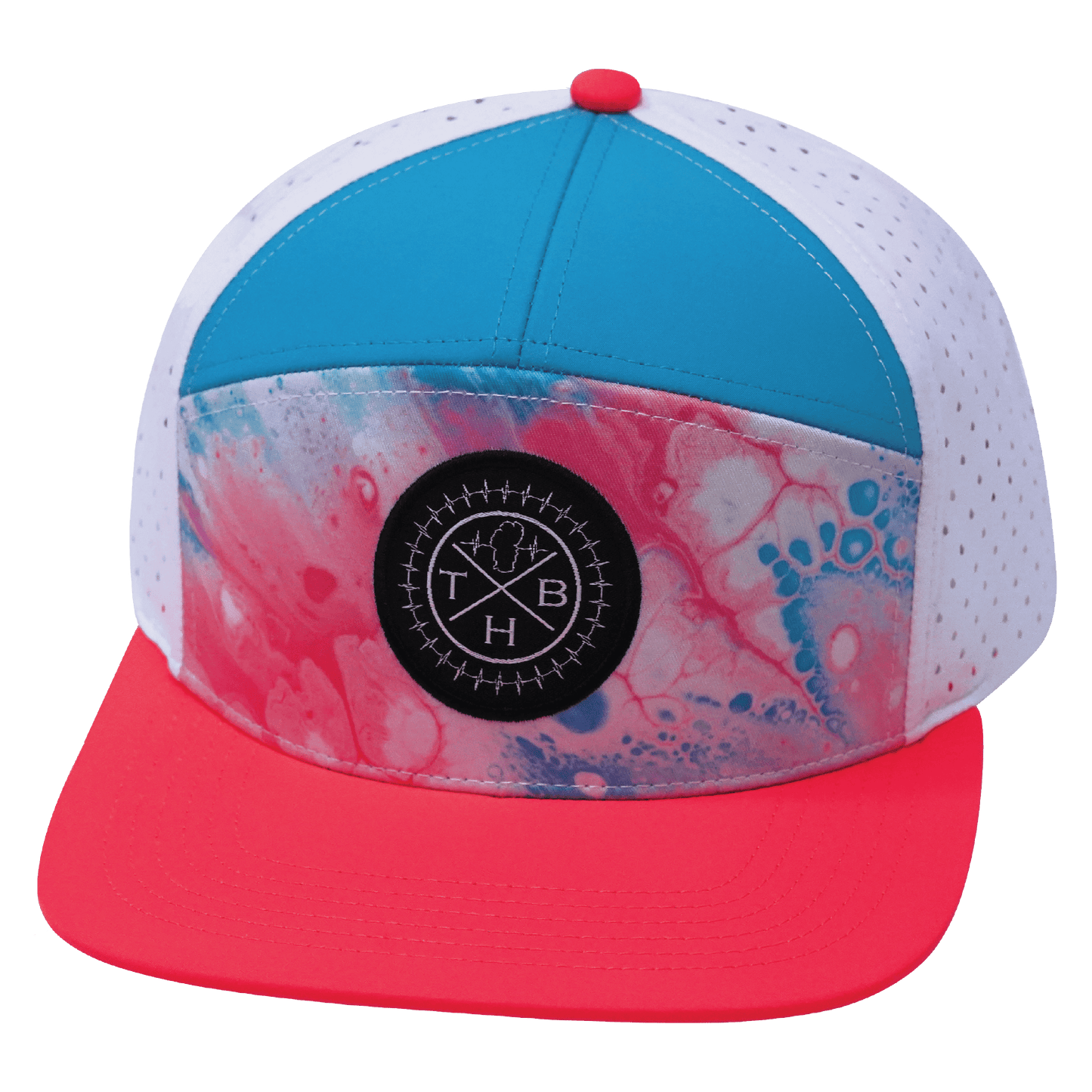 Color Vibes Hat - Flat Bill - Pixi Dust - Neon Peach / Neon Blue / White