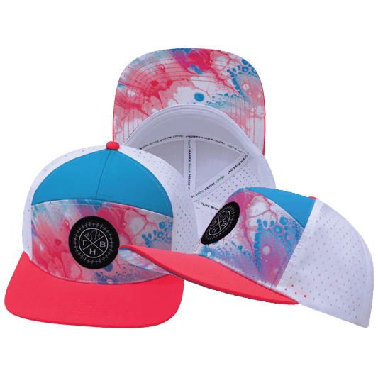 Color Vibes Hat - Flat Bill - Pixi Dust - Neon Peach / Neon Blue / White