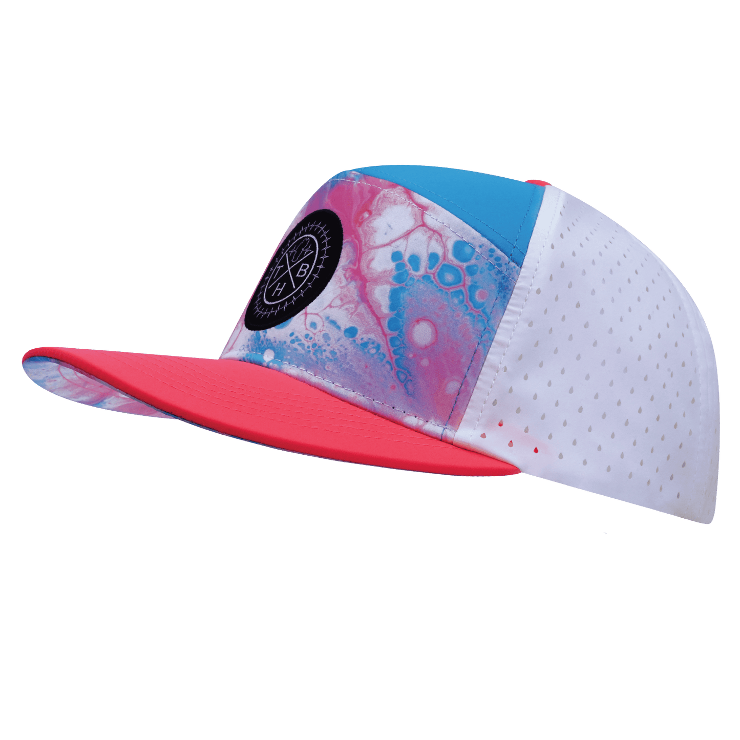 Color Vibes Hat - Flat Bill - Pixi Dust - Neon Peach / Neon Blue / White