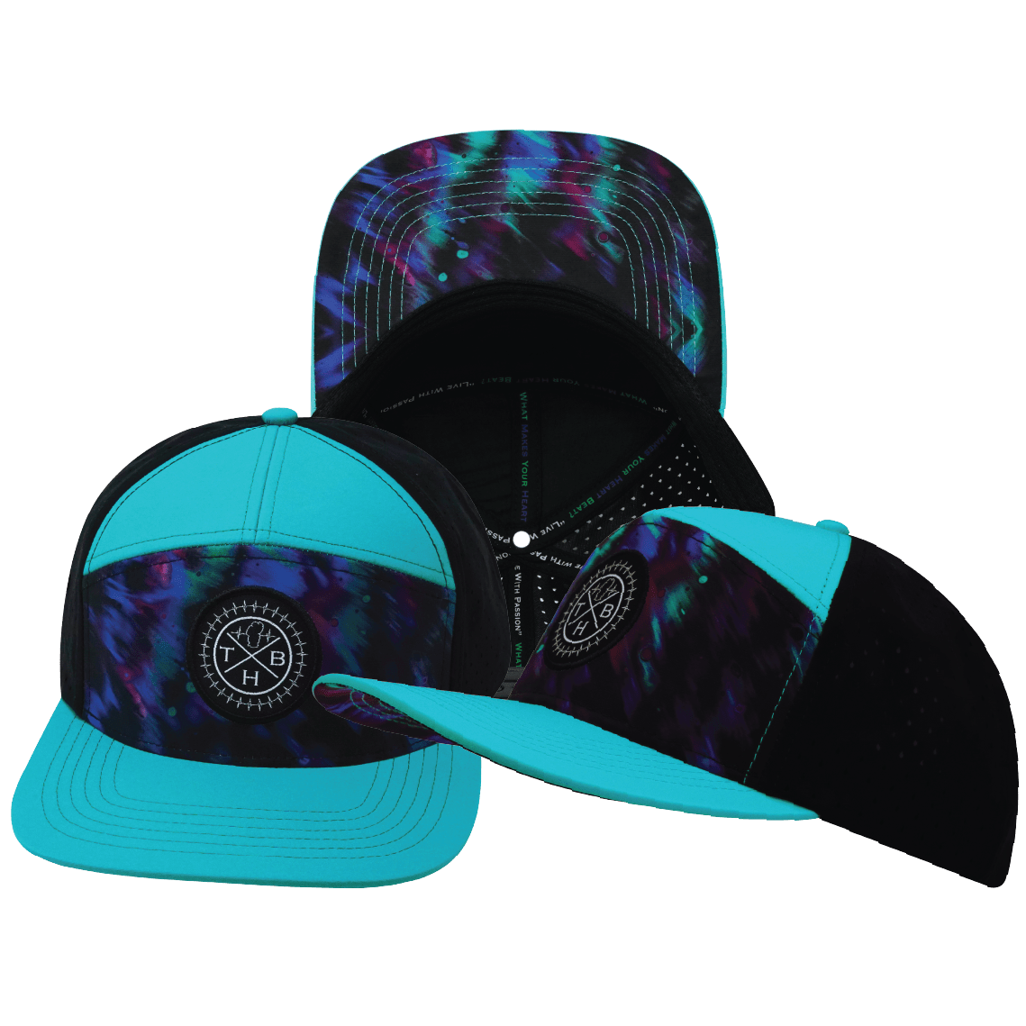 Color Vibes Hat - Flat Bill - Molten Dream - Neon Green Blue / Neon Blue / White