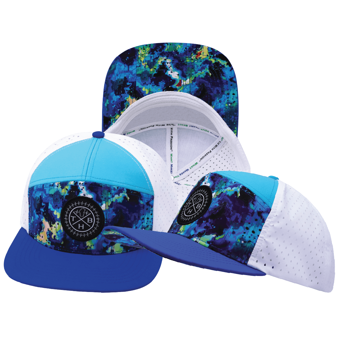 Color Vibes Hat - Flat Bill - Starry Bright - Blue / Neon Green Blue / White