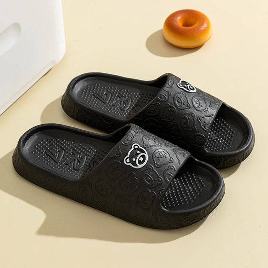 Summer Fashion Mens Slippers Printting Little Bear Sandals Indoor Bathroom Non-slip Soft Women Dormitory Casual Shoes Couple