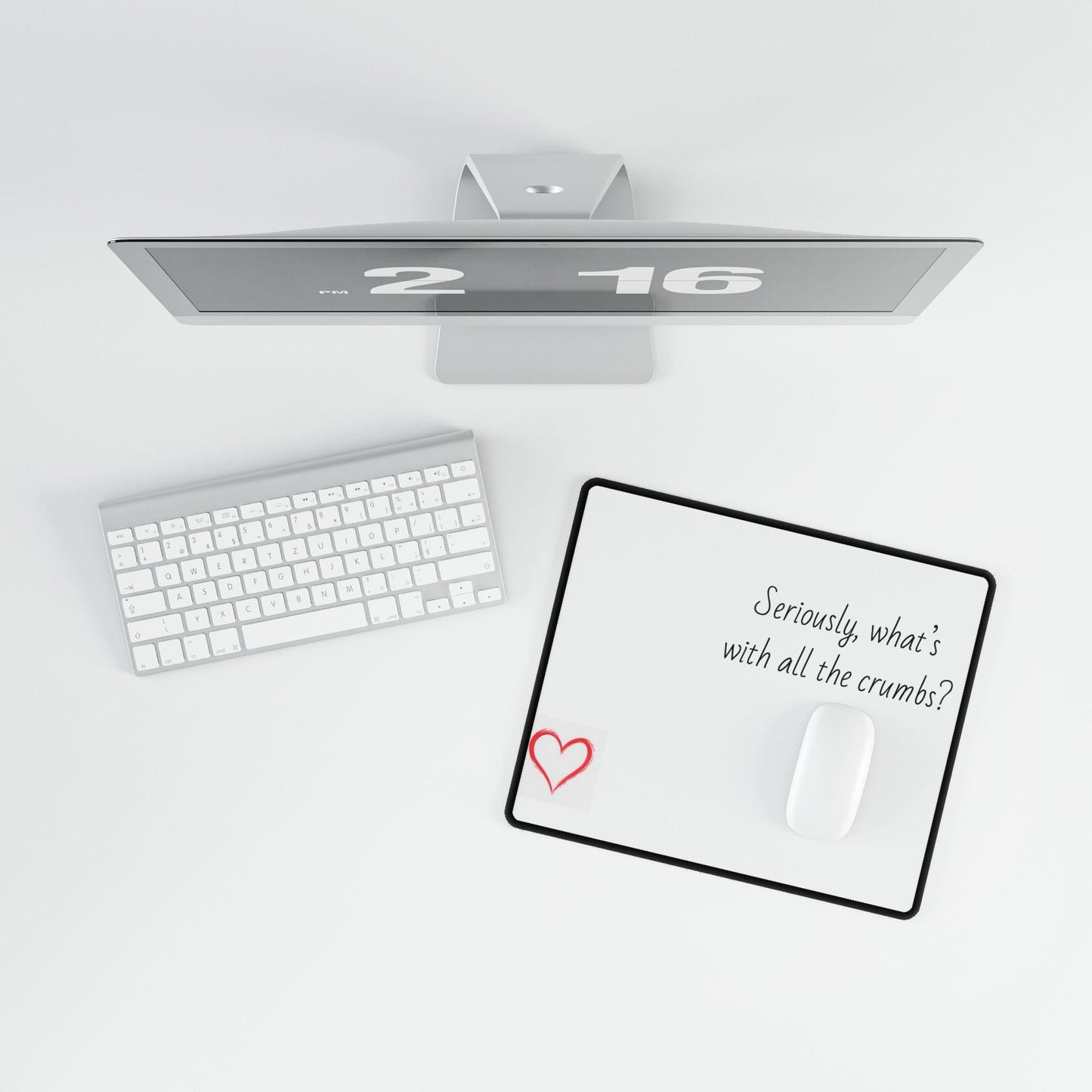 Seriously, what's with all the crumbs? Desk Mat | Funny Kitchen Quote