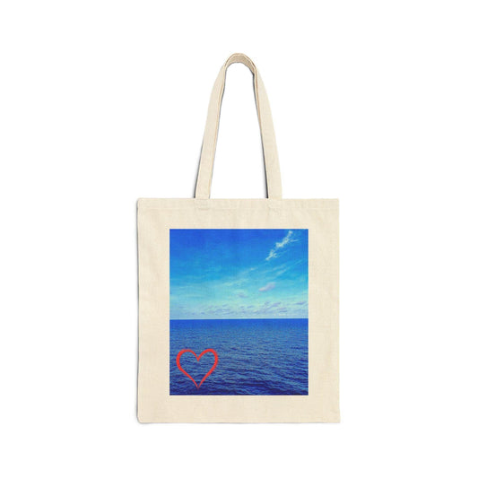 From Day to Night Tote Bag | Seascape Beach Print, Blue Sky and Water