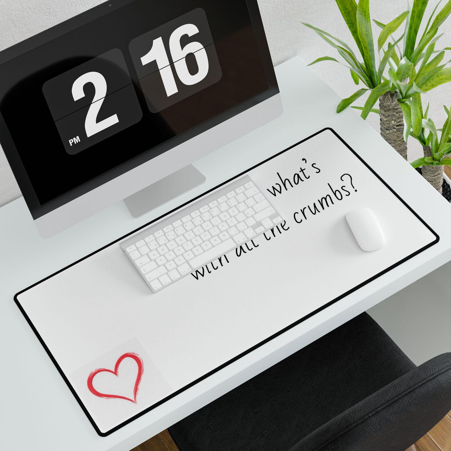 Seriously, what's with all the crumbs? Desk Mat | Funny Kitchen Quote
