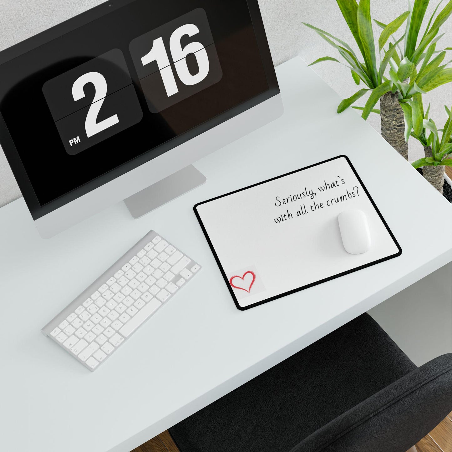 Seriously, what's with all the crumbs? Desk Mat | Funny Kitchen Quote
